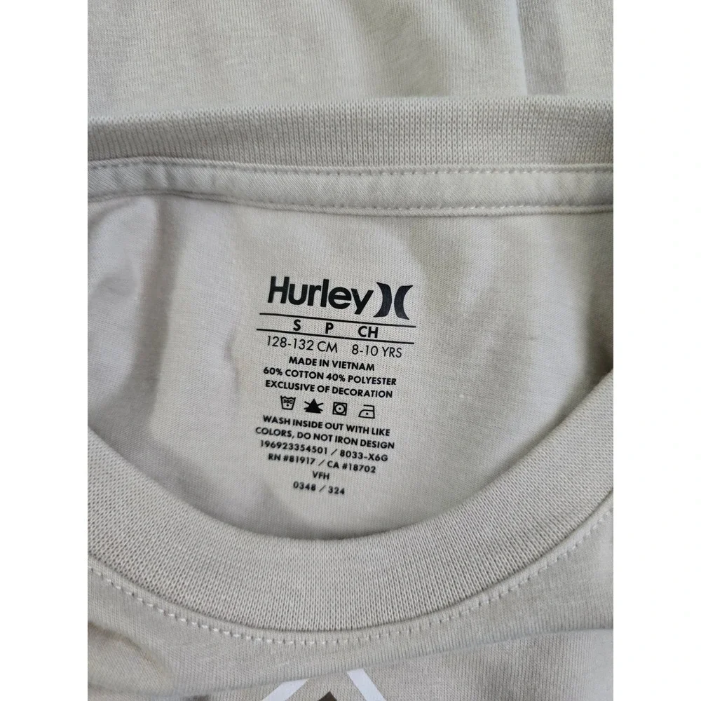Hurley Boys Rattan Graphic T-Shirt Tan Hibiscus Logo Tee S 8-10 NWT